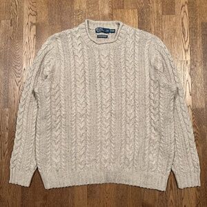 Polo Ralph Lauren Hemp Cotton Blend Roll Collar Cable Knit Sweater Mens 2XLT